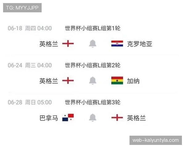 英格兰队世界杯赛程更新：32强比赛地点公布
